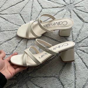 Calvin Klein white mid heel sandals